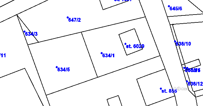 Parcela st. 634/1 v KÚ Jablonec nad Nisou, Katastrální mapa