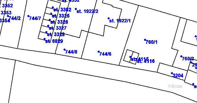 Parcela st. 744/6 v KÚ Jablonec nad Nisou, Katastrální mapa