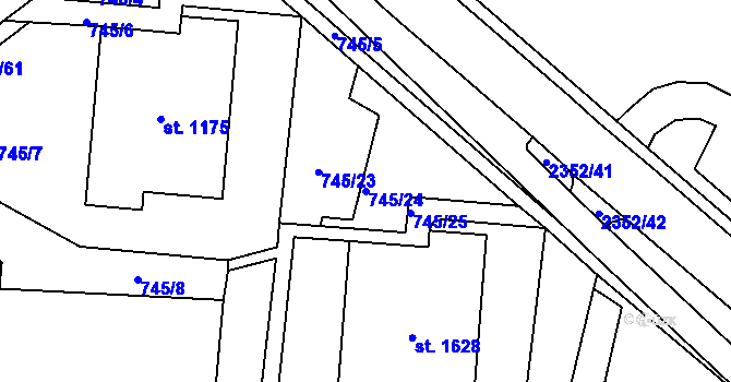 Parcela st. 745/24 v KÚ Jablonec nad Nisou, Katastrální mapa