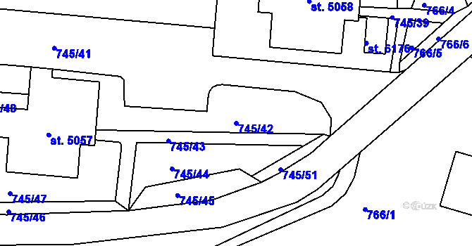 Parcela st. 745/42 v KÚ Jablonec nad Nisou, Katastrální mapa