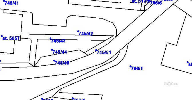 Parcela st. 745/51 v KÚ Jablonec nad Nisou, Katastrální mapa