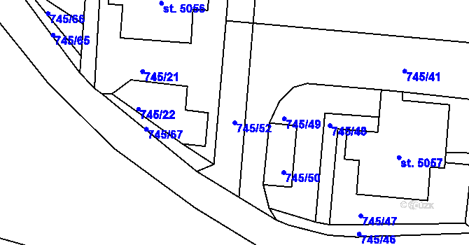 Parcela st. 745/52 v KÚ Jablonec nad Nisou, Katastrální mapa