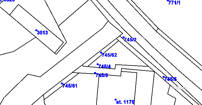 Parcela st. 745/62 v KÚ Jablonec nad Nisou, Katastrální mapa