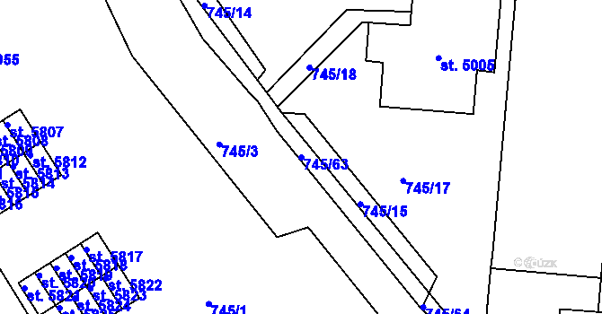 Parcela st. 745/63 v KÚ Jablonec nad Nisou, Katastrální mapa