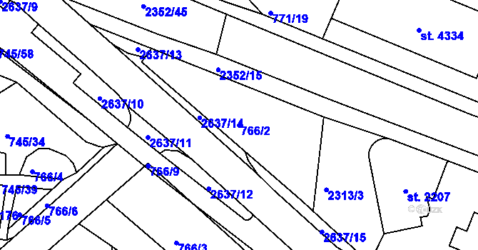 Parcela st. 766/2 v KÚ Jablonec nad Nisou, Katastrální mapa