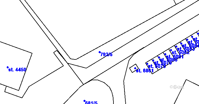 Parcela st. 792/5 v KÚ Jablonec nad Nisou, Katastrální mapa