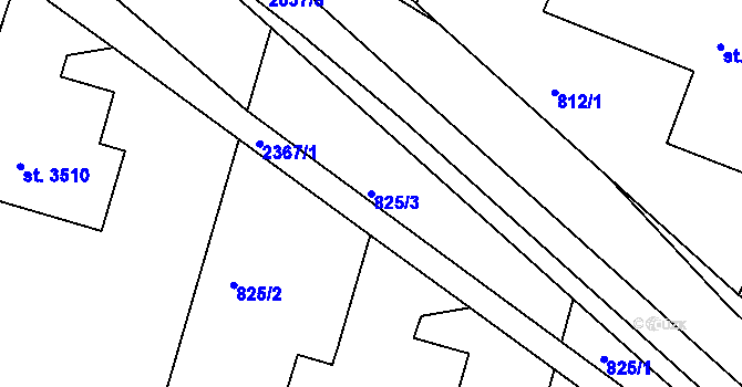 Parcela st. 825/3 v KÚ Jablonec nad Nisou, Katastrální mapa