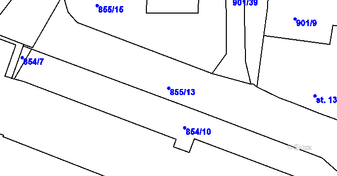 Parcela st. 855/13 v KÚ Jablonec nad Nisou, Katastrální mapa