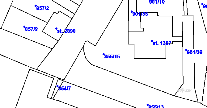Parcela st. 855/15 v KÚ Jablonec nad Nisou, Katastrální mapa