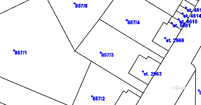 Parcela st. 857/3 v KÚ Jablonec nad Nisou, Katastrální mapa