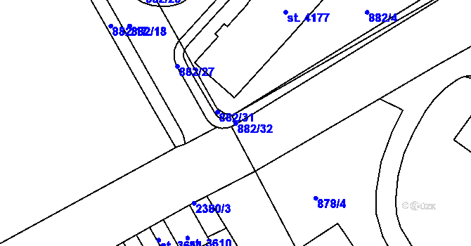 Parcela st. 882/32 v KÚ Jablonec nad Nisou, Katastrální mapa