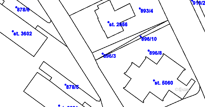 Parcela st. 896/3 v KÚ Jablonec nad Nisou, Katastrální mapa