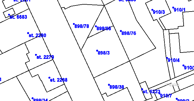 Parcela st. 898/3 v KÚ Jablonec nad Nisou, Katastrální mapa