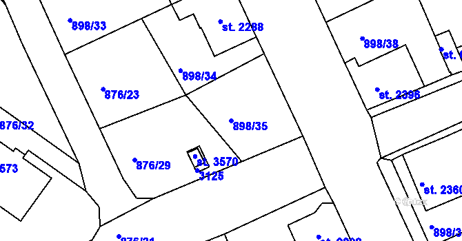 Parcela st. 898/35 v KÚ Jablonec nad Nisou, Katastrální mapa