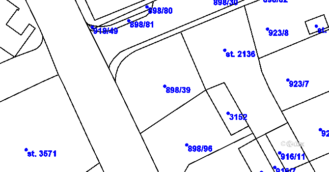 Parcela st. 898/39 v KÚ Jablonec nad Nisou, Katastrální mapa