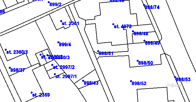 Parcela st. 898/51 v KÚ Jablonec nad Nisou, Katastrální mapa