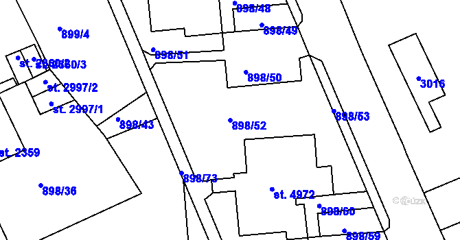 Parcela st. 898/52 v KÚ Jablonec nad Nisou, Katastrální mapa