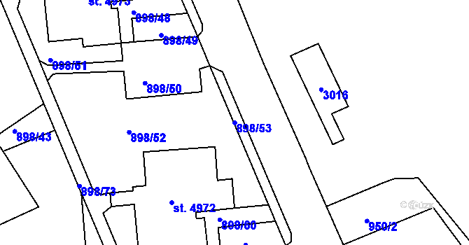 Parcela st. 898/53 v KÚ Jablonec nad Nisou, Katastrální mapa