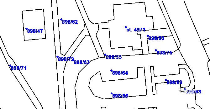 Parcela st. 898/55 v KÚ Jablonec nad Nisou, Katastrální mapa