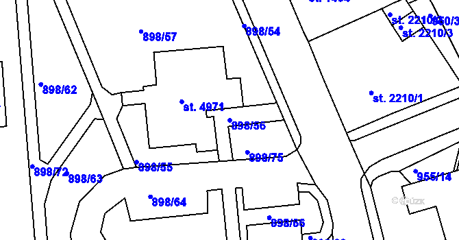 Parcela st. 898/56 v KÚ Jablonec nad Nisou, Katastrální mapa