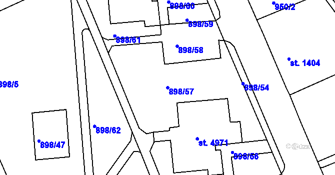 Parcela st. 898/57 v KÚ Jablonec nad Nisou, Katastrální mapa