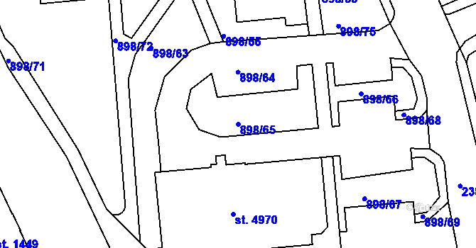 Parcela st. 898/65 v KÚ Jablonec nad Nisou, Katastrální mapa