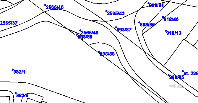 Parcela st. 898/88 v KÚ Jablonec nad Nisou, Katastrální mapa