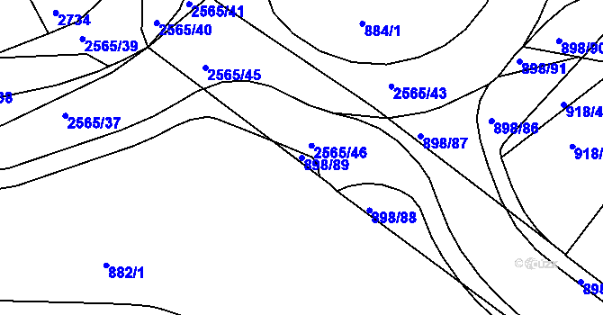 Parcela st. 898/89 v KÚ Jablonec nad Nisou, Katastrální mapa