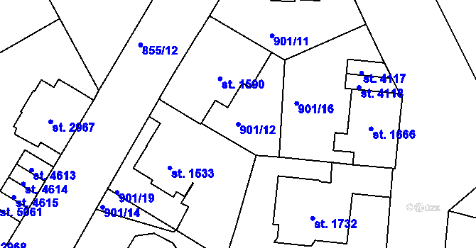 Parcela st. 901/12 v KÚ Jablonec nad Nisou, Katastrální mapa