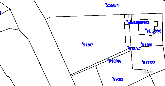 Parcela st. 918/7 v KÚ Jablonec nad Nisou, Katastrální mapa