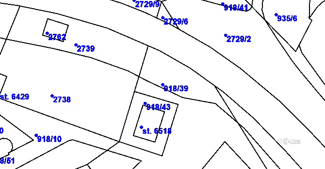 Parcela st. 918/39 v KÚ Jablonec nad Nisou, Katastrální mapa