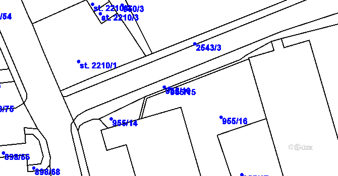 Parcela st. 955/15 v KÚ Jablonec nad Nisou, Katastrální mapa