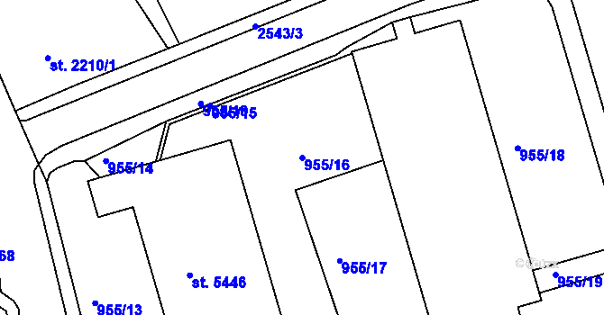 Parcela st. 955/16 v KÚ Jablonec nad Nisou, Katastrální mapa