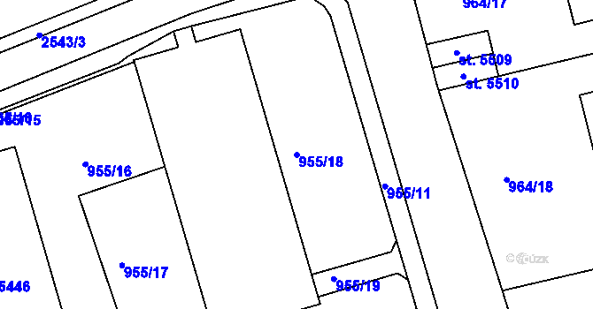 Parcela st. 955/18 v KÚ Jablonec nad Nisou, Katastrální mapa