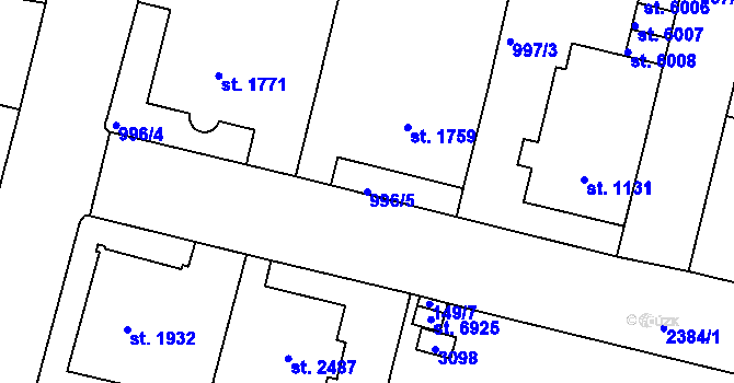 Parcela st. 996/5 v KÚ Jablonec nad Nisou, Katastrální mapa