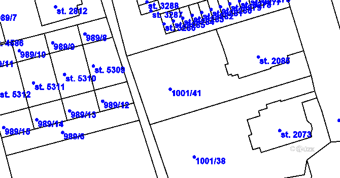 Parcela st. 1001/41 v KÚ Jablonec nad Nisou, Katastrální mapa