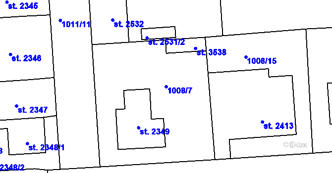 Parcela st. 1008/7 v KÚ Jablonec nad Nisou, Katastrální mapa