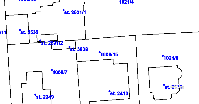 Parcela st. 1008/15 v KÚ Jablonec nad Nisou, Katastrální mapa