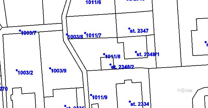 Parcela st. 1011/8 v KÚ Jablonec nad Nisou, Katastrální mapa