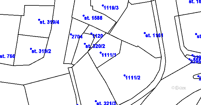 Parcela st. 1111/1 v KÚ Jablonec nad Nisou, Katastrální mapa