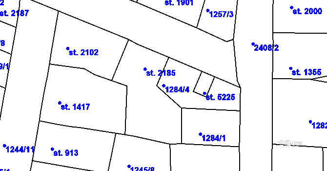 Parcela st. 1284/4 v KÚ Jablonec nad Nisou, Katastrální mapa