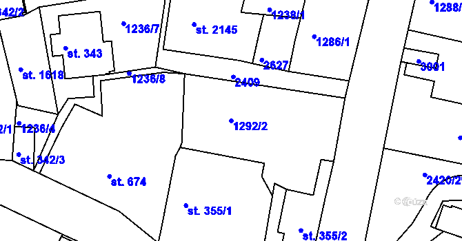 Parcela st. 1292/2 v KÚ Jablonec nad Nisou, Katastrální mapa