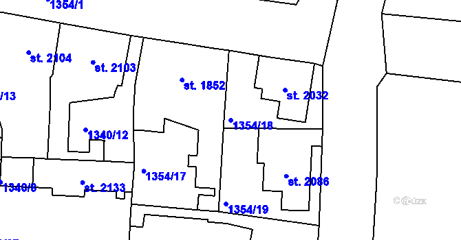 Parcela st. 1354/18 v KÚ Jablonec nad Nisou, Katastrální mapa