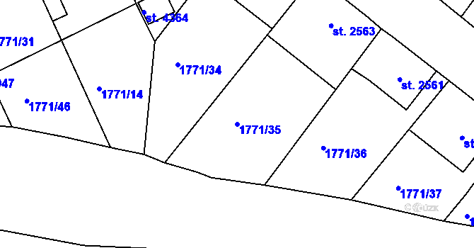 Parcela st. 1771/35 v KÚ Jablonec nad Nisou, Katastrální mapa