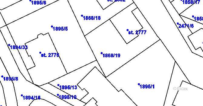 Parcela st. 1868/19 v KÚ Jablonec nad Nisou, Katastrální mapa