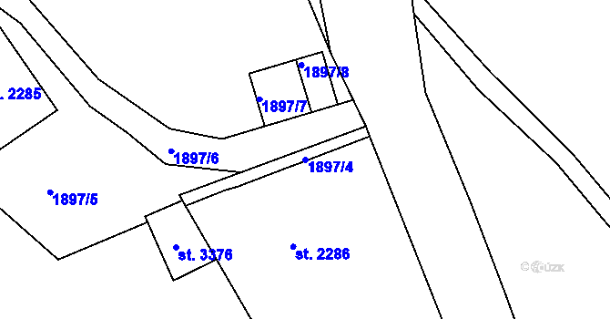 Parcela st. 1897/4 v KÚ Jablonec nad Nisou, Katastrální mapa