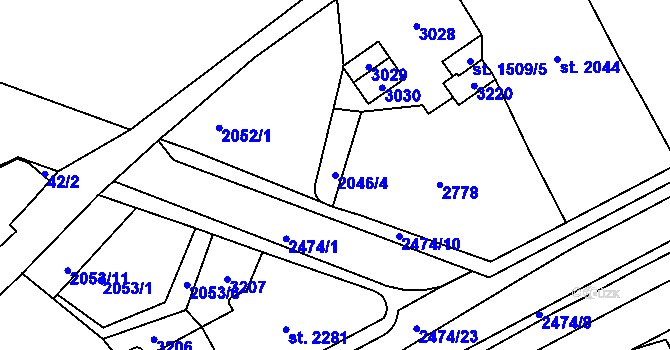 Parcela st. 2046/4 v KÚ Jablonec nad Nisou, Katastrální mapa