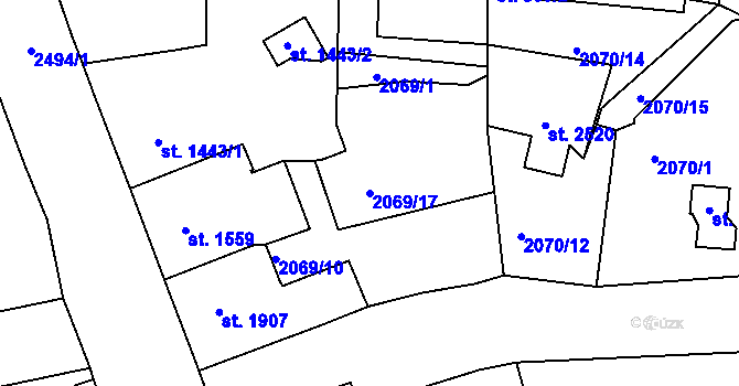 Parcela st. 2069/17 v KÚ Jablonec nad Nisou, Katastrální mapa