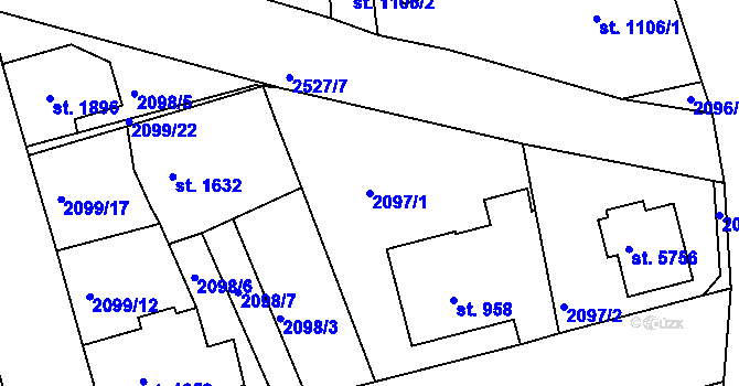 Parcela st. 2097/1 v KÚ Jablonec nad Nisou, Katastrální mapa