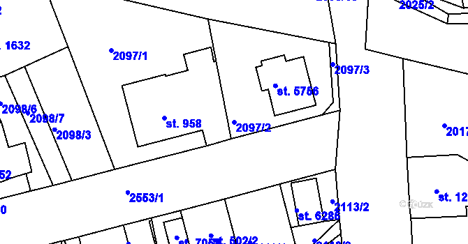 Parcela st. 2097/2 v KÚ Jablonec nad Nisou, Katastrální mapa